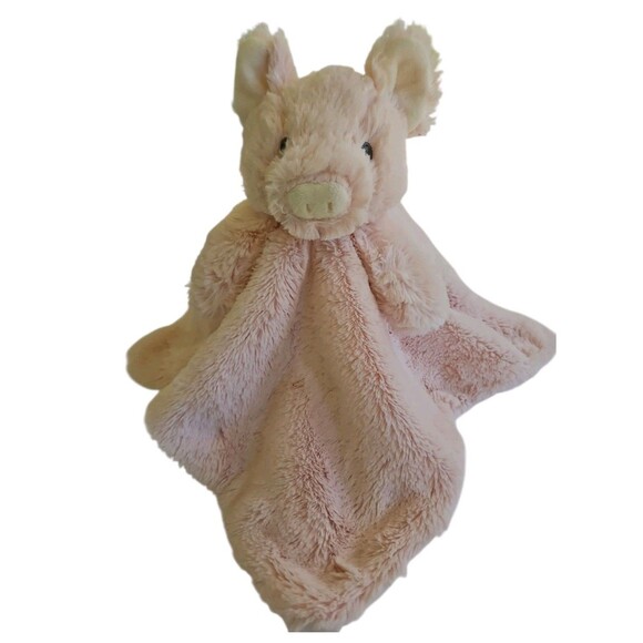 Kellytoy K Luxe Pink Pig Cream 14” Lovey Security Blanket Rattle Plush - Picture 1 of 5